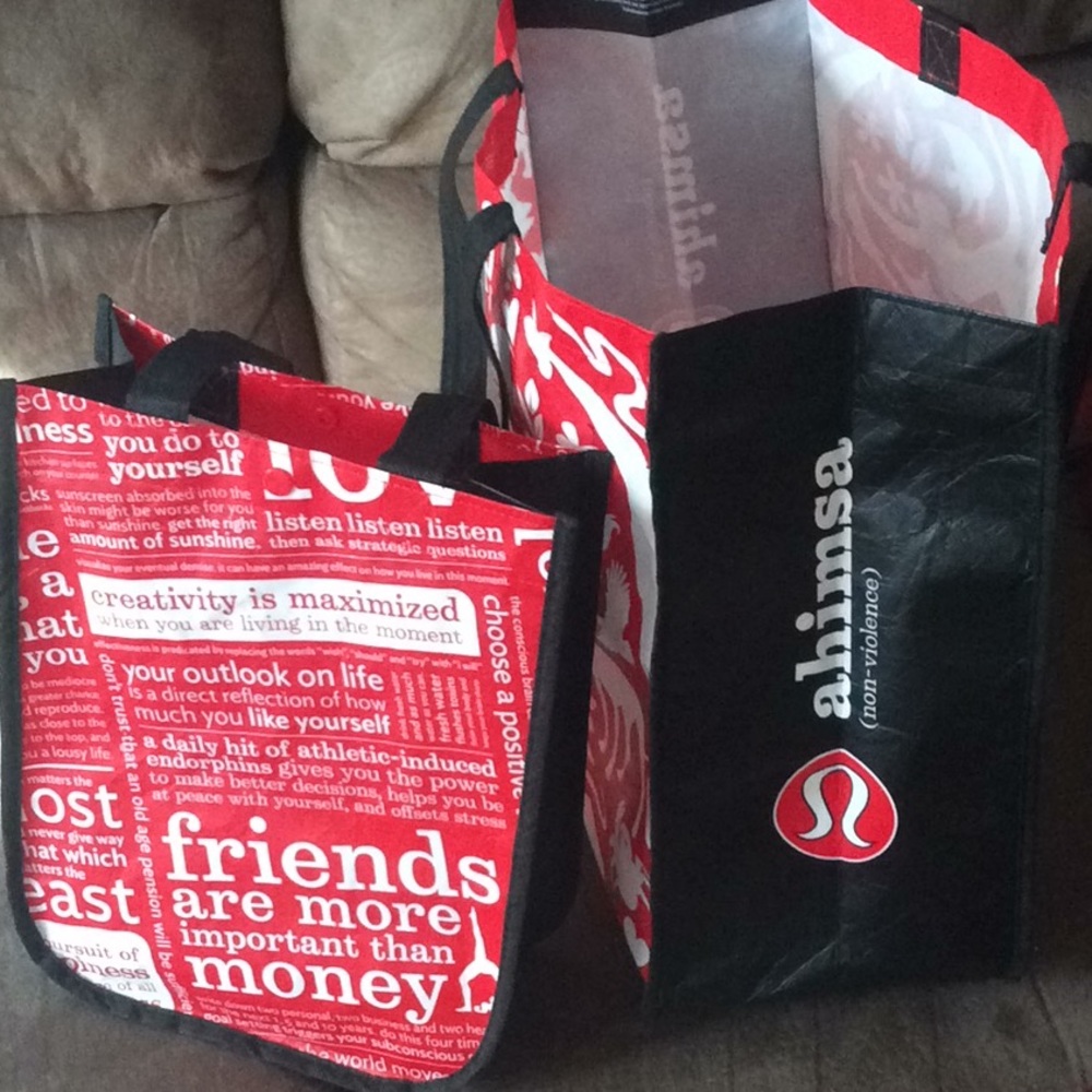2 LuluLemon tote bags.